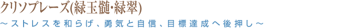 クリソプレーズ(緑玉髄・緑翠) ～ストレスを和らげ、勇気と自信、目標達成へ後押し～