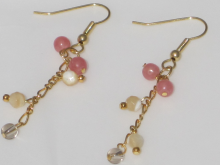 インカローズ＆マザーオブパール＆スモーキークォーツ　ピアス